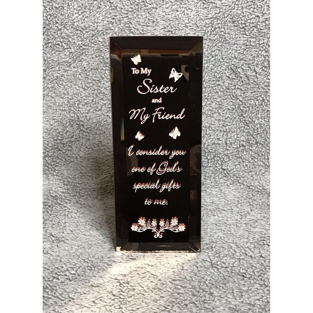 My Sister, My Friend Poem Stand Alone Mirrored Glass Plaque Decor‎